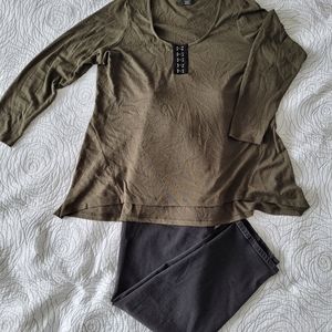Hunter Green long sleeved top Addition Elle